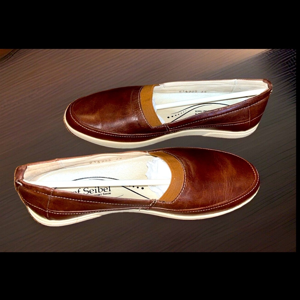 Josef Seibel Full Grain Leather Closed Toe Slip On Loafers Shoes W/Elastic Band - Picture 7 of 15